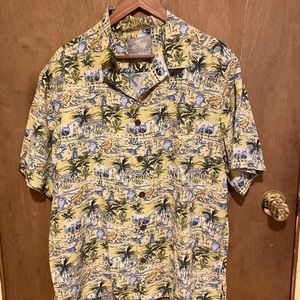 Margaritaville yellow palm tree button down Hawaiian men’s large